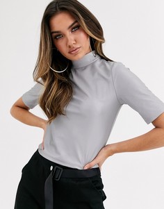Облегающий топ со светоотражающей отделкой ASOS DESIGN-Серебряный