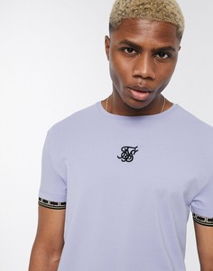 Светло-фиолетовая обтягивающая футболка с отделкой кантом на рукавах SikSilk-Фиолетовый