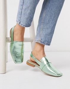 Зеленые туфли металлик с ремешком на пятке ASOS DESIGN-Зеленый