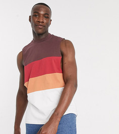 Коричневая свободная майка колор блок из органического хлопка ASOS DESIGN Tall-Коричневый