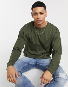 Лонгслив цвета темного хаки с круглым вырезом New Look-Зеленый