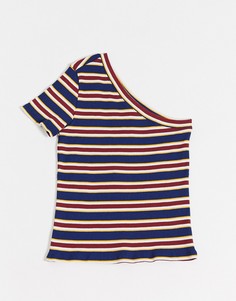 Топ на одно плечо в полоску Monki-Мульти