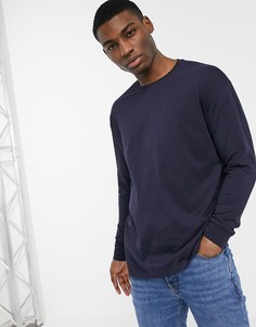 Темно-синий лонгслив с круглым вырезом New Look