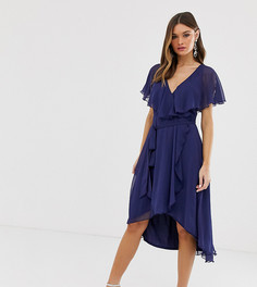 Темно-синее платье миди с кейпом ASOS DESIGN-Синий