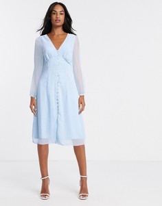 Голубое чайное платье с пуговицами Vero Moda-Мульти