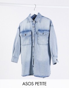 Голубая джинсовая oversized-рубашка ASOS DESIGN Petite-Синий