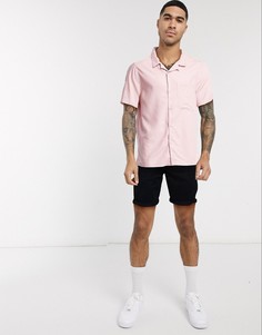 Розовая рубашка с короткими рукавами и воротником в виде лацканов Topman-Розовый