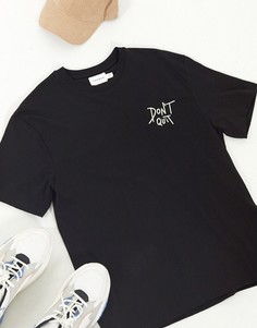 Черная oversized-футболка с принтом Topman-Черный