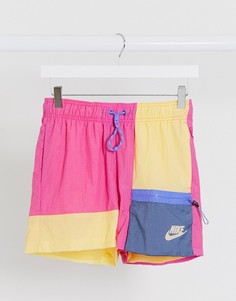 Розовые тканые шорты со вставками колор блок Nike-Розовый