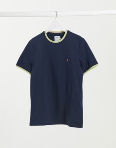 Темно-синяя футболка из ткани пике Farah Beatnik-Темно-синий