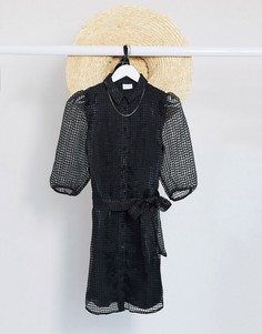 Черное платье-рубашка из органзы Vila-Черный