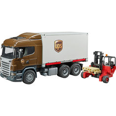 Scania фургон UPS с погрузчиком и паллетами Bruder