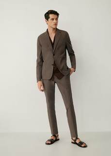 Хлопковый пиджак slim fit в клетку - Flors Mango