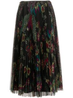 RedValentino плиссированная юбка с цветочным принтом