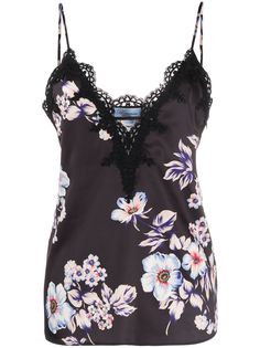 Blumarine топ с кружевом и цветочным принтом