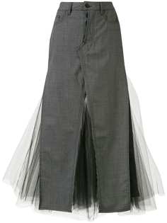 UNRAVEL PROJECT длинная юбка со вставкой из тюля