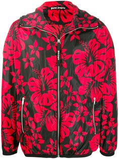 Palm Angels куртка на молнии с цветочным принтом