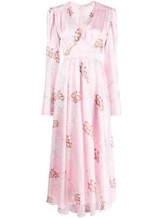 Paco Rabanne атласное платье с цветочным принтом