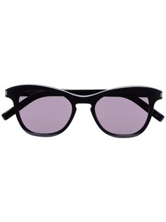 Saint Laurent Eyewear солнцезащитные очки Havana в круглой оправе