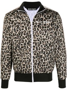 Palm Angels спортивная куртка с леопардовым принтом