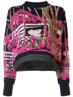 Sacai укороченный жаккардовый джемпер