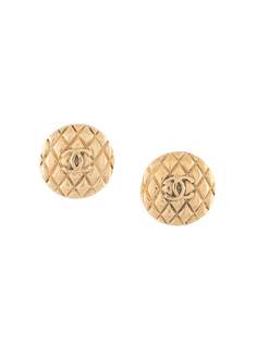 Chanel Pre-Owned стеганые серьги с логотипом CC