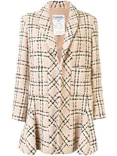 Chanel Pre-Owned фактурное пальто в клетку