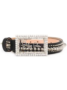 Philipp Plein ремень с кристаллами и логотипом