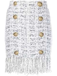 Balmain трикотажная юбка с бахромой