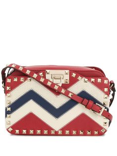Valentino полосатая сумка через плечо с отделкой Rockstud