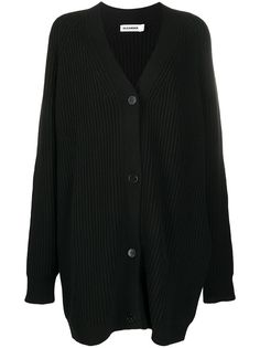 Jil Sander длинный кардиган в рубчик