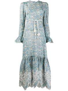 Zimmermann платье миди Carnaby с цветочным принтом и оборкой