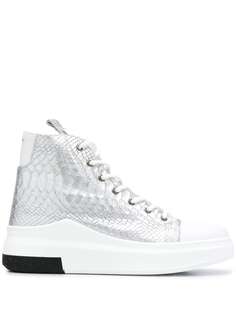 Cinzia Araia metallic snake embossed sneakers