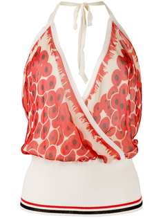 Hermès блузка в мелкую точку с вырезом халтер