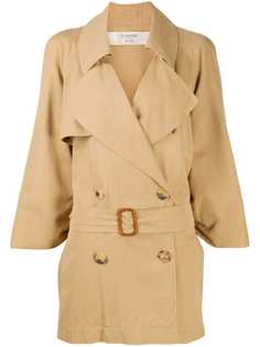 LANVIN Pre-Owned пальто с широкими лацканами и поясом