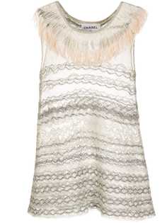 Chanel Pre-Owned топ без рукавов с вышивкой и бахромой