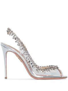 Aquazzura Temptation 105mm crystal-embellished slingback pumps