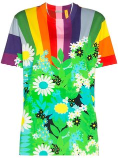 Moncler футболка Rainbow с цветочным принтом
