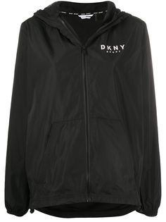 DKNY куртка на молнии с капюшоном и логотипом