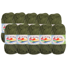 Пряжа Alpina Garry, 100 % хлопок, 50 г, 10 шт., 05 нефрит (т.зеленый)