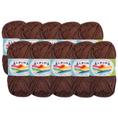 Пряжа Alpina Garry, 100 % хлопок, 50 г, 10 шт., 12 агат (коричневый)