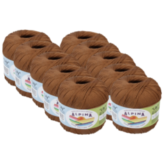 Пряжа Alpina Lily, 100 % хлопок, 50 г, 175 м, 10 шт., №037 св.коричневый