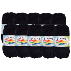 Пряжа Alpina Garry, 100 % хлопок, 50 г, 10 шт., 02 черный