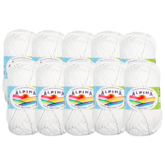 Пряжа Alpina Garry, 100 % хлопок, 50 г, 10 шт., 01 белый