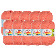 Пряжа Alpina Nana, 70 % хлопок, 30 % полиамид, 50 г, 105 м, 10 шт., 11 коралловый