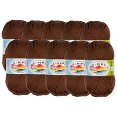 Пряжа Alpina Nana, 70 % хлопок, 30 % полиамид, 50 г, 105 м, 10 шт., 12 коричневый