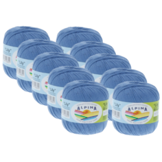Пряжа Alpina Lily, 100 % хлопок, 50 г, 175 м, 10 шт., №091 джинсовый