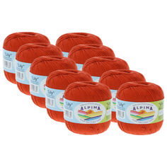 Пряжа Alpina Lily, 100 % хлопок, 50 г, 175 м, 10 шт., №198 т.оранжевый