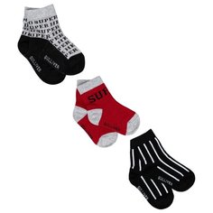 Носки Gulliver Baby комплект из 3 пар, размер 12-14, красный/черный/серый