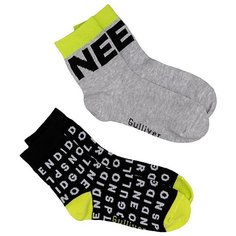 Носки Gulliver Baby комплект 2 пары размер 18-20, серый/черный/желтый